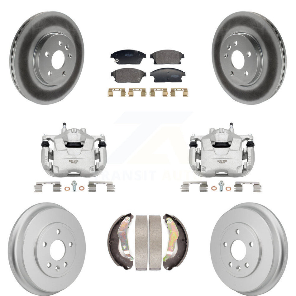 Front Rear Brake Caliper Coat Rotors Drum Semi-Metallic Pad Kit (8Pc) For Chevrolet Trax KCG-101175P