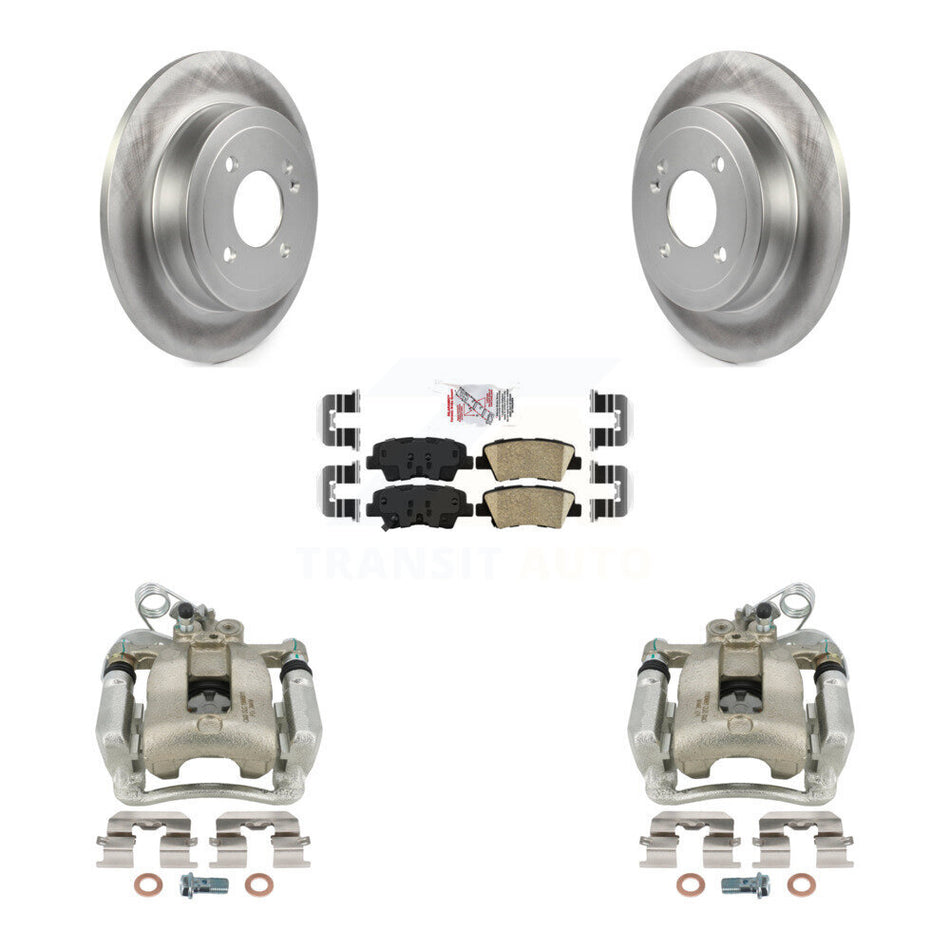 Rear Disc Brake Caliper Coated Rotors And Ceramic Pads Kit For 2012-2017 Kia Rio KCG-101176N