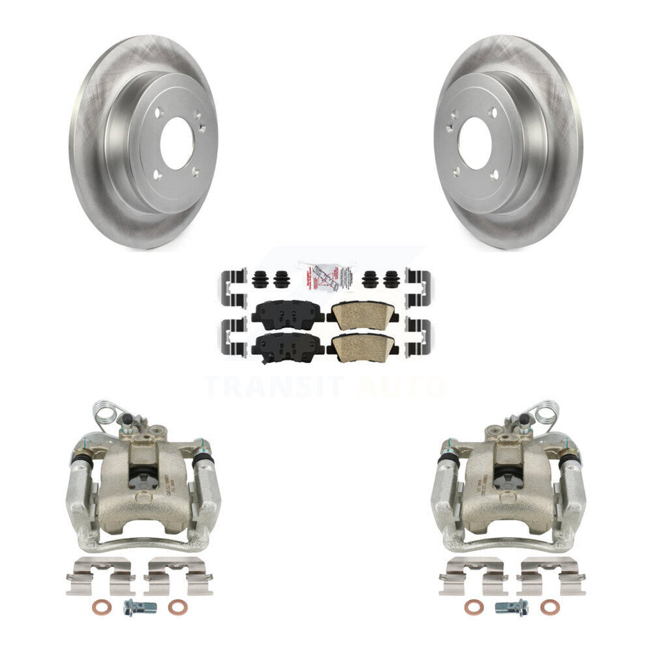 Rear Disc Brake Caliper Coated Rotors And Ceramic Pads Kit For 2012-2017 Kia Rio KCG-101177N