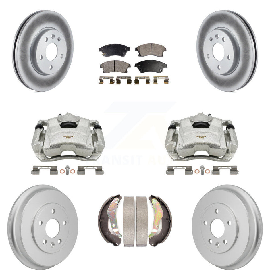 Front Rear Disc Brake Caliper Coat Rotors Drum Ceramic Pad Kit (8Pc) For Chevrolet Sonic KCG-101177T
