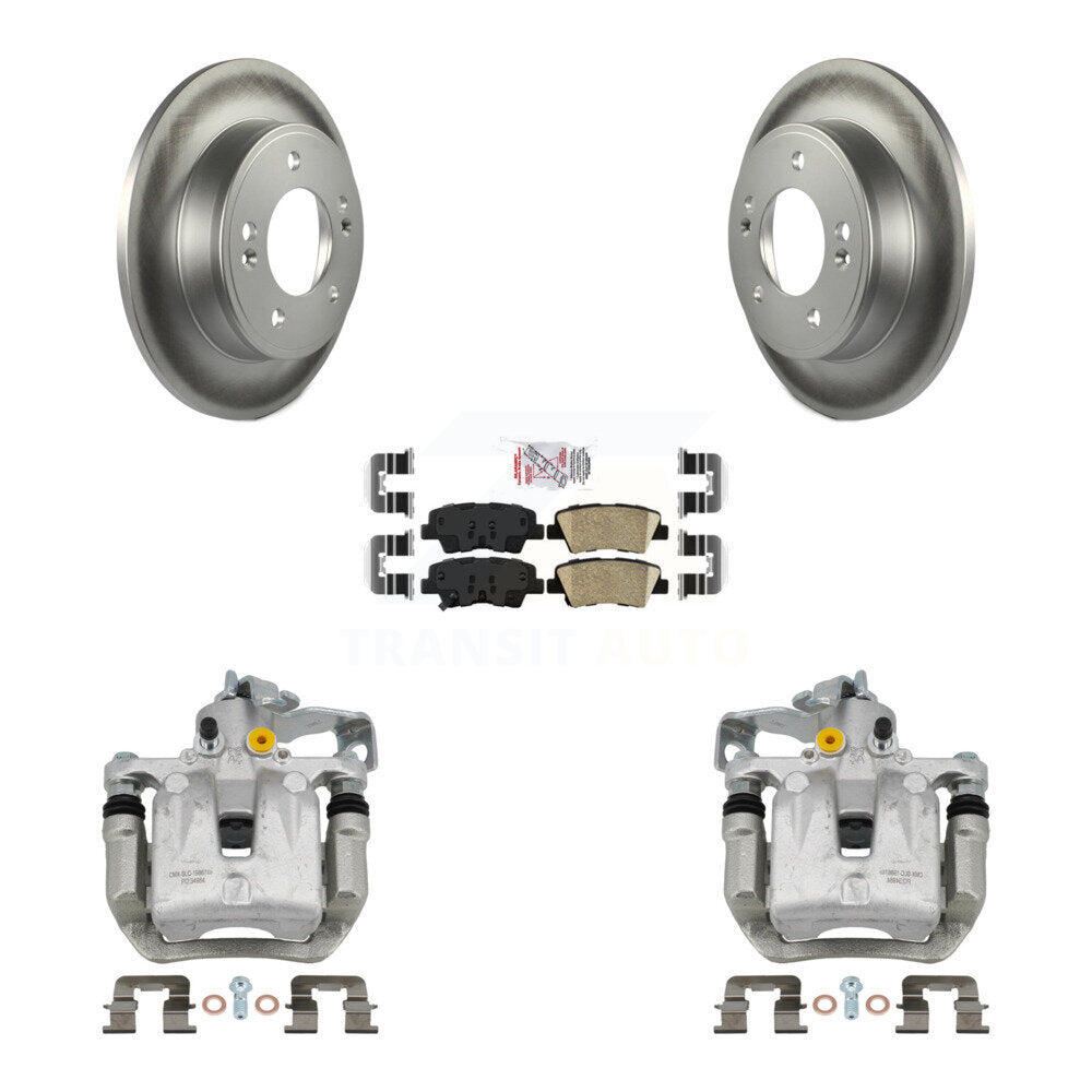 Rear Brake Caliper Coat Rotors Ceramic Pad Kit For Hyundai Elantra GT Kia Forte Veloster KCG-101178N