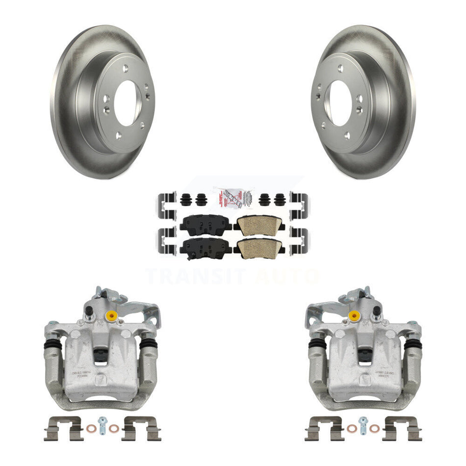 Rear Brake Caliper Coat Rotors Ceramic Pad Kit For Hyundai Elantra GT Kia Forte Veloster KCG-101179N