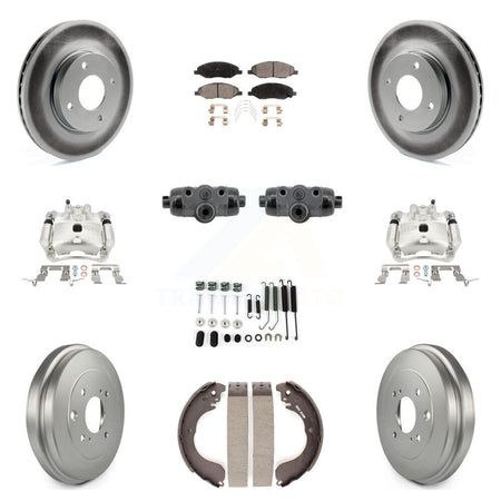 Front Rear Brake Caliper Coat Rotor Drum Semi-Metallic Pad Shoe Cylinder Hardware Kit (11Pc) For KCG