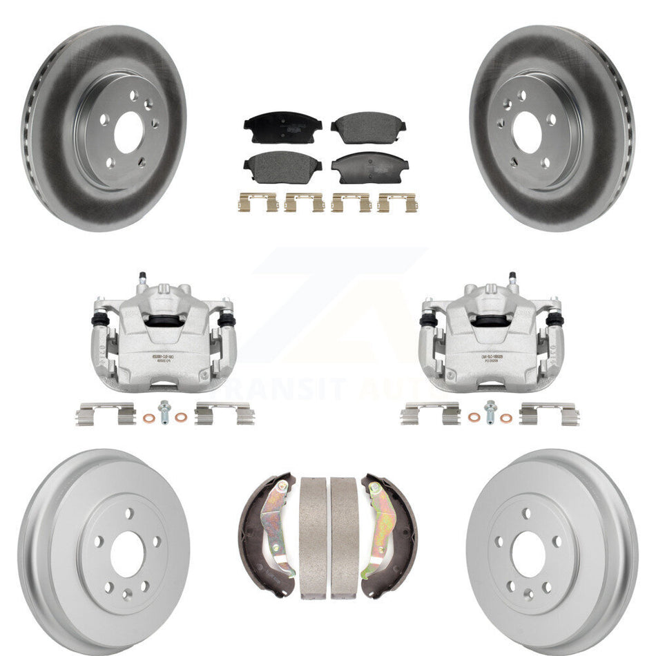 Front Rear Brake Caliper Coat Rotors Drum Ceramic Pad Kit (8Pc) For 13-17 Chevrolet Trax KCG-101179T