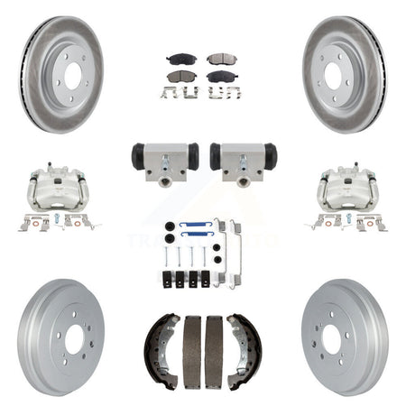 Front Rear Brake Caliper Coat Rotor Drum Ceramic Pad Shoe Cylinder Hardware Kit (11Pc) For KCG-10118