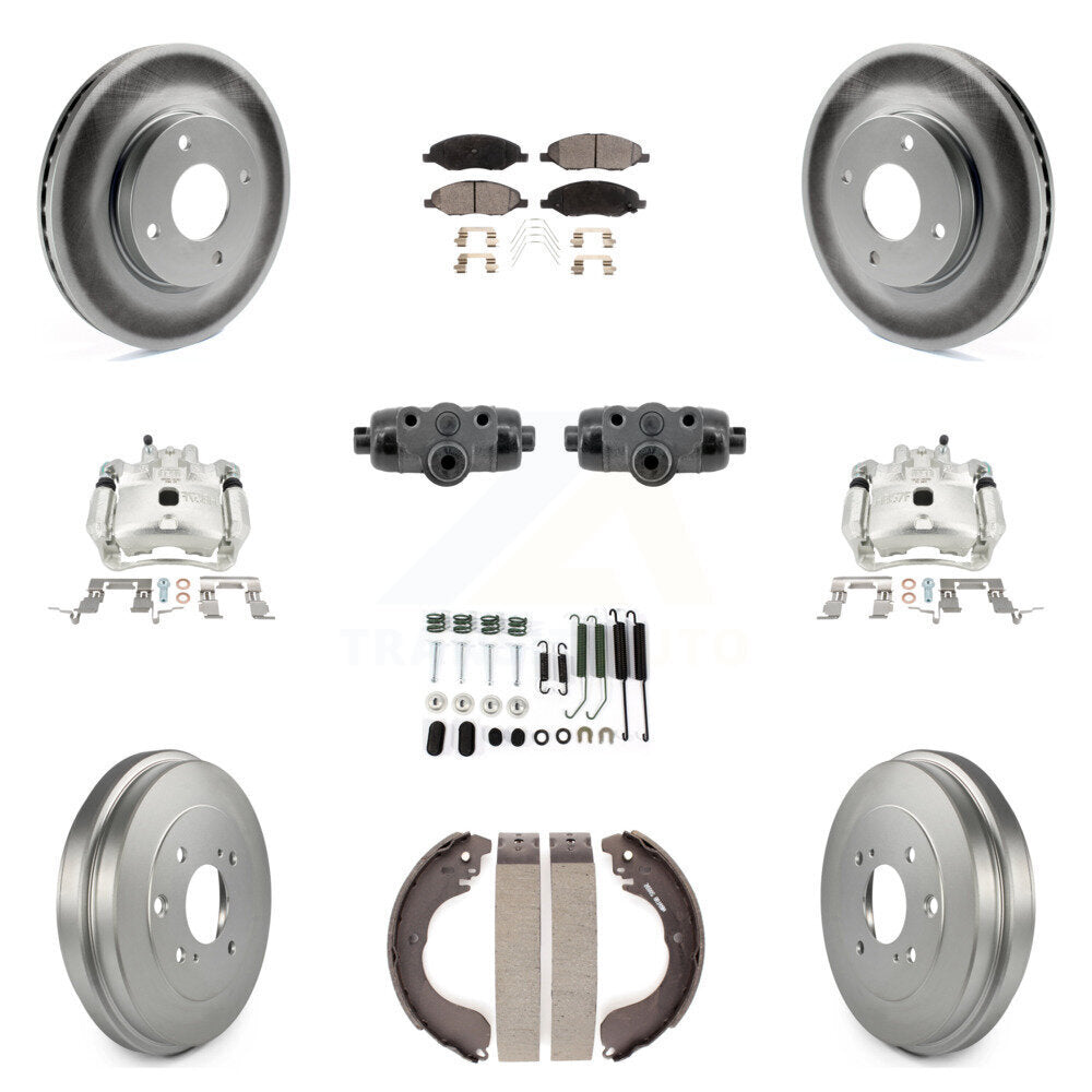 Front Rear Brake Caliper Coat Rotor Drum Ceramic Pad Shoe Cylinder Hardware Kit (11Pc) For KCG-10118