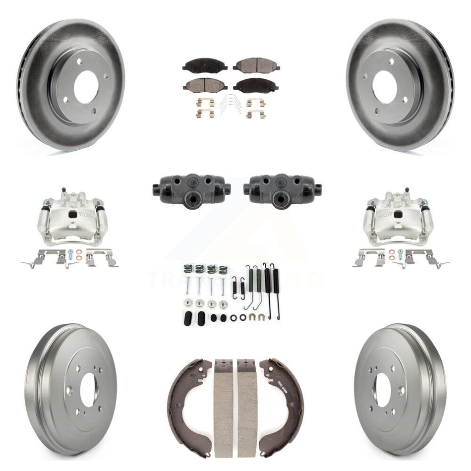 Front Rear Brake Caliper Coat Rotor Drum Ceramic Pad Shoe Cylinder Hardware Kit (11Pc) For KCG-10118