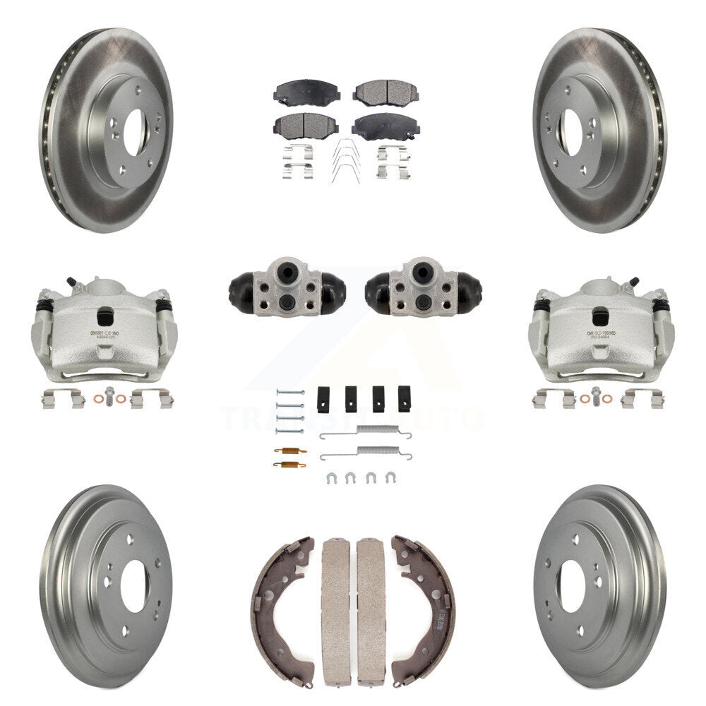Front Rear Brake Caliper Coat Rotor Drum Ceramic Pad Shoe Cylinder Hardware Kit (11Pc) For KCG-10118