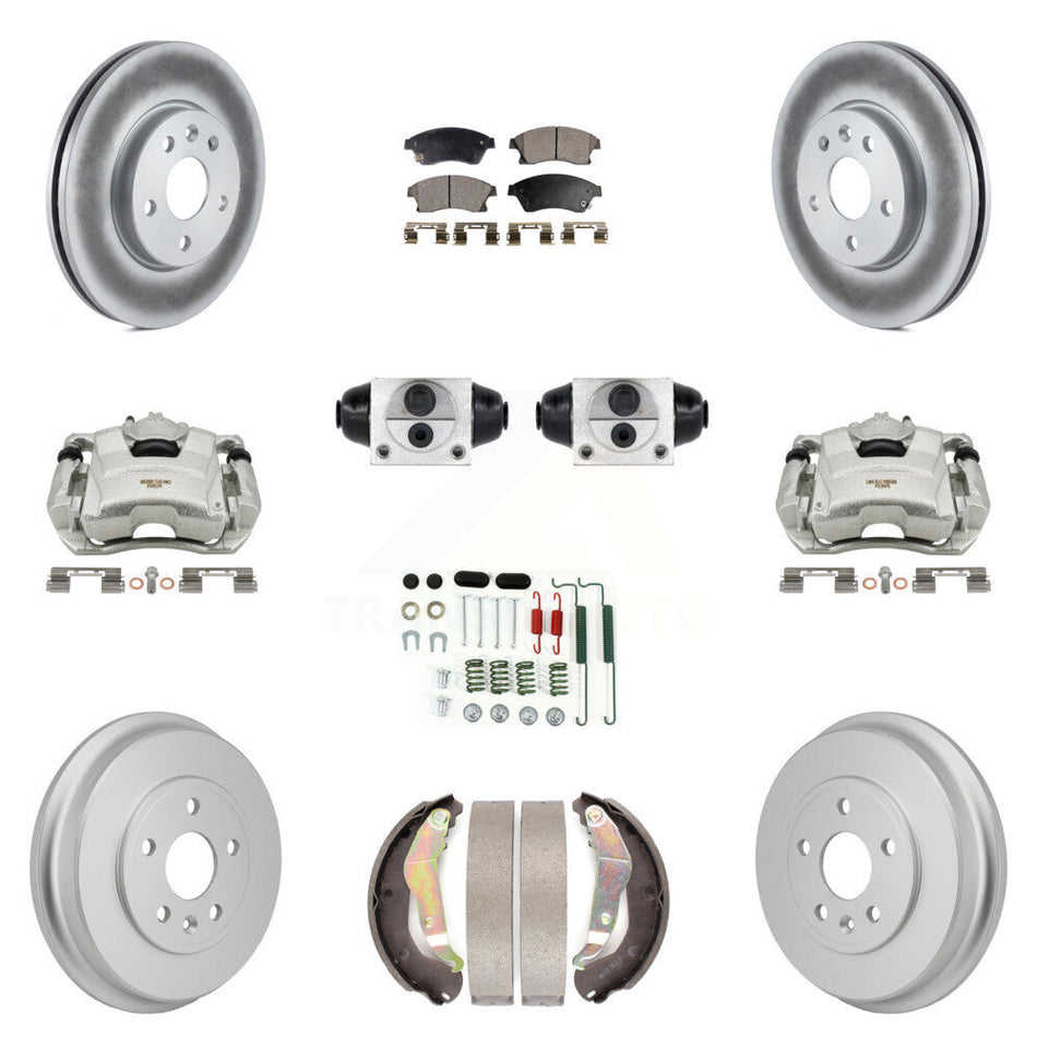 Front Rear Brake Caliper Coat Rotor Drum Ceramic Pad Shoe Cylinder Hardware Kit (11Pc) For KCG-10118