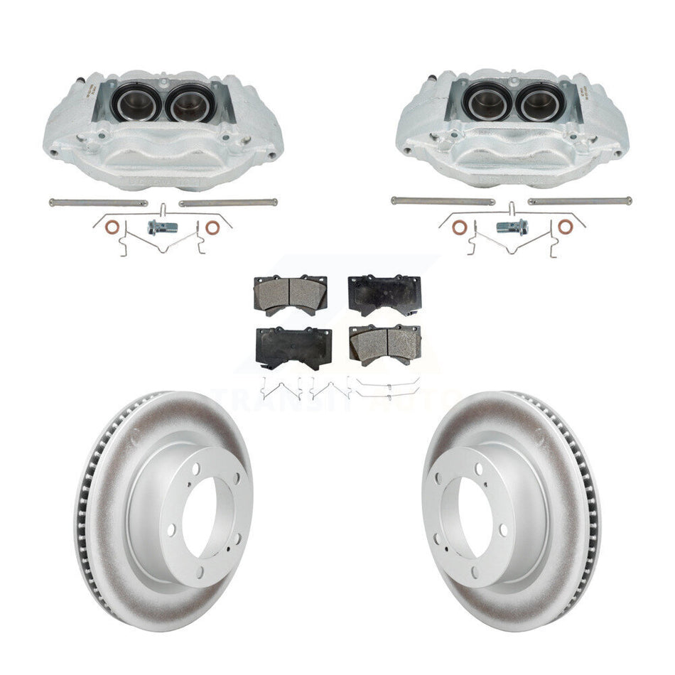 Front Brake Caliper Coat Rotor Semi-Metallic Pad Kit For Lexus LX570 Toyota Land Cruiser KCG-101190P