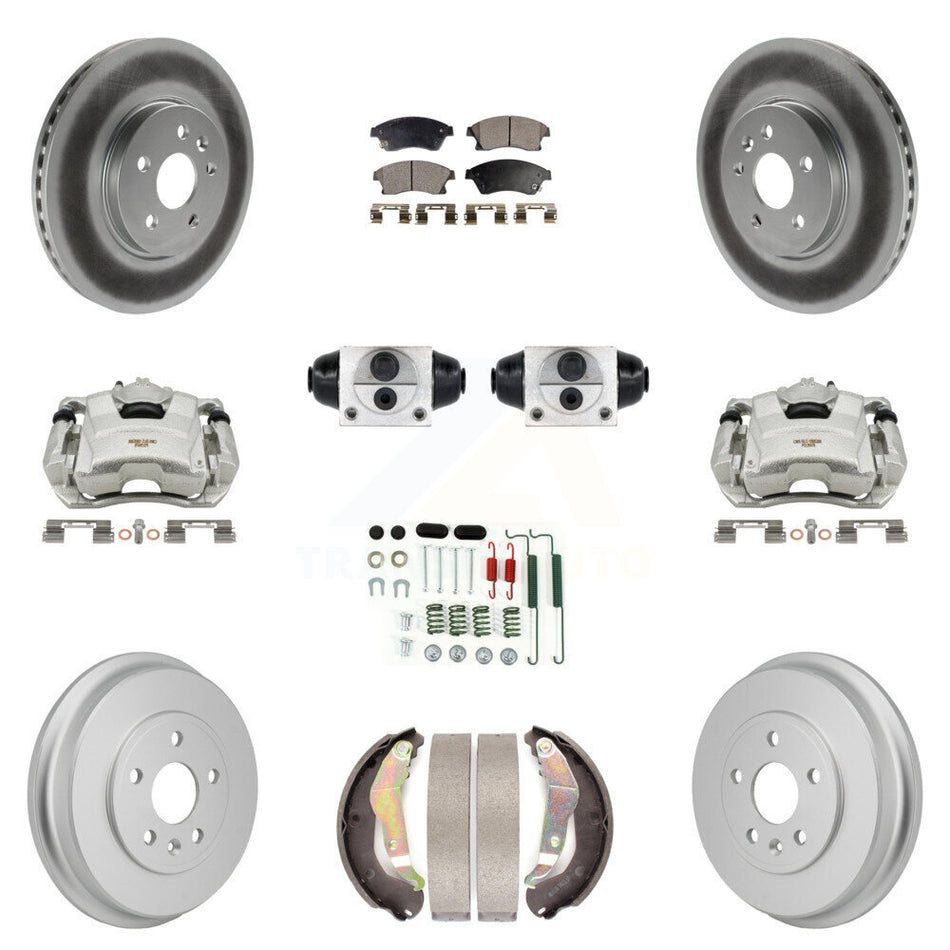 Front Rear Brake Caliper Coat Rotor Drum Ceramic Pad Shoe Cylinder Hardware Kit (11Pc) For KCG-10119