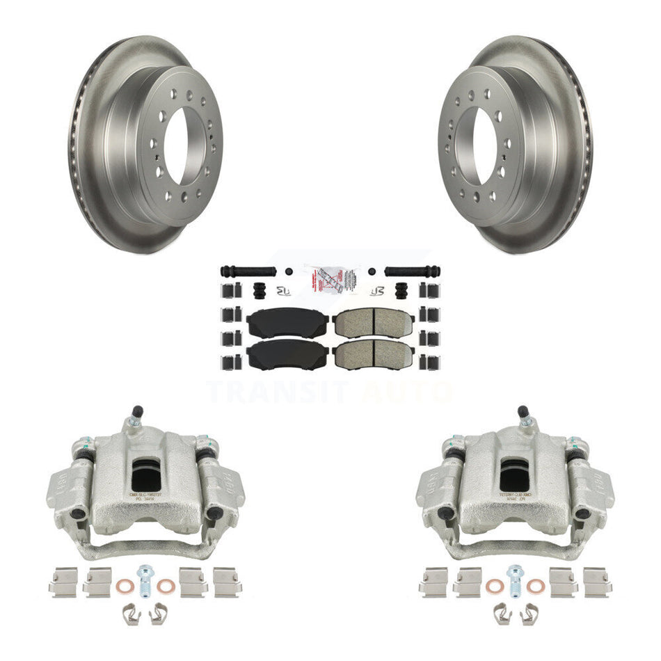 Rear Disc Brake Caliper Coated Rotors And Semi-Metallic Pads Kit For 2010-2014 Toyota FJ Cruiser KCG-101192N