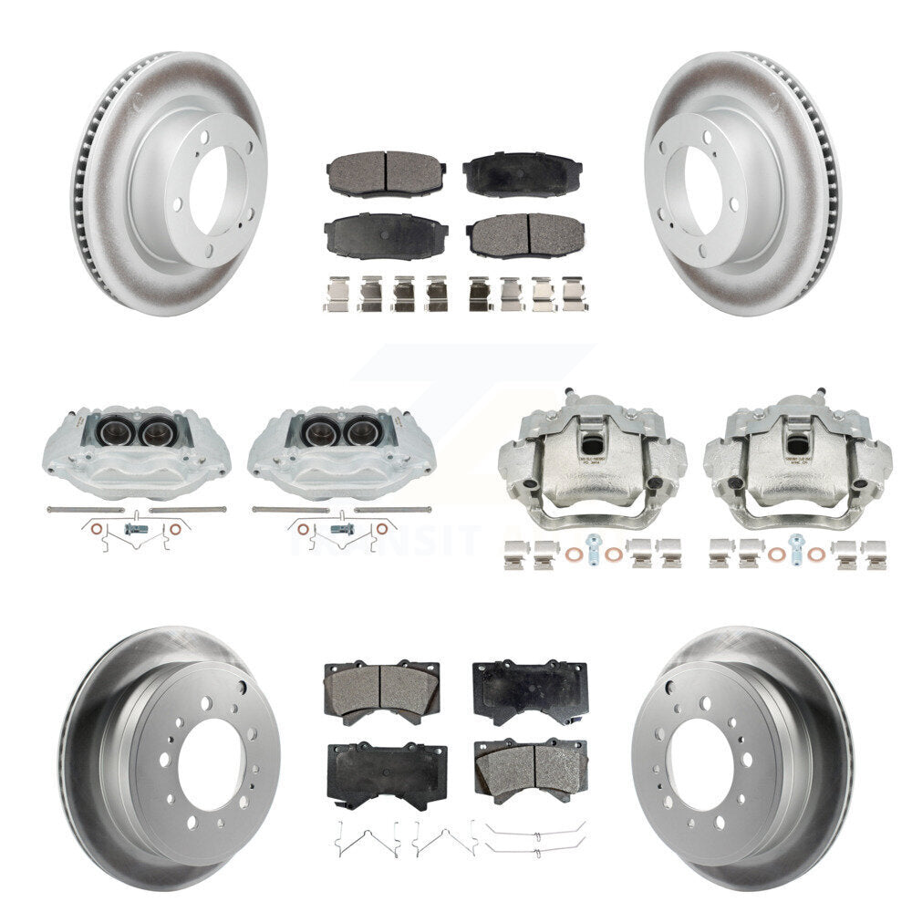 Front Rear Brake Caliper Coat Rotors Semi-Metallic Pad Kit (10Pc) For Lexus LX570 Toyota KCG-101192P