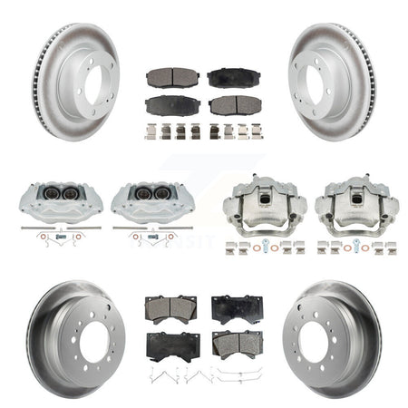 Front Rear Brake Caliper Coat Rotors Semi-Metallic Pad Kit (10Pc) For Lexus LX570 Toyota KCG-101192P