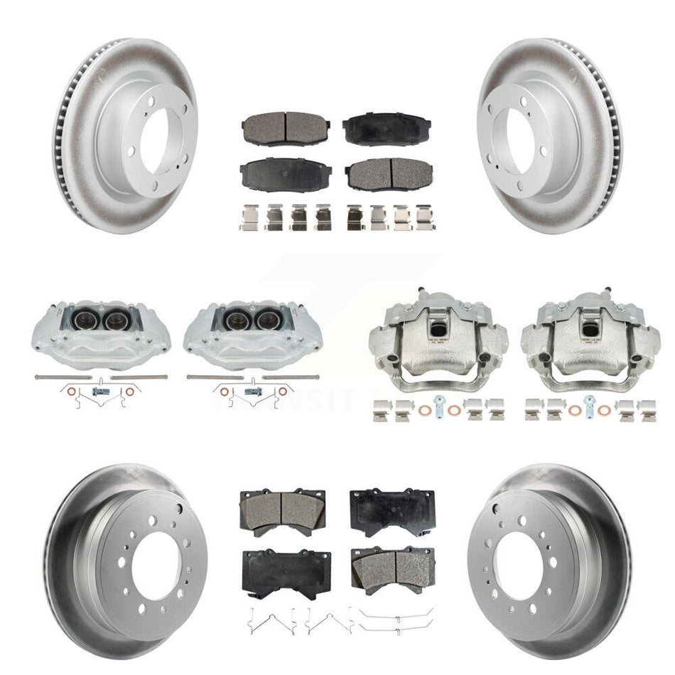 Front Rear Brake Caliper Coat Rotors Semi-Metallic Pad Kit (10Pc) For Lexus LX570 Toyota KCG-101192P
