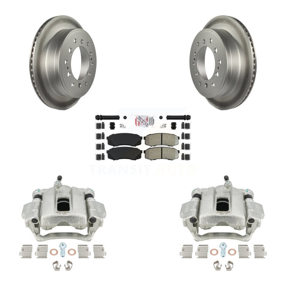 Rear Disc Brake Caliper Coated Rotors And Semi-Metallic Pads Kit For Toyota 4Runner Lexus GX460 KCG-101194N by Transit Auto