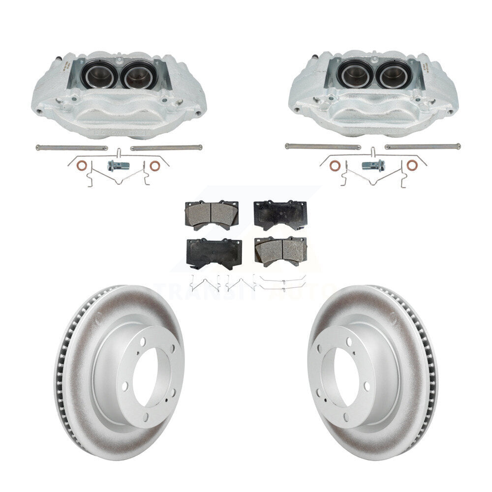 Front Disc Brake Caliper Coat Rotors Ceramic Pad Kit For Lexus LX570 Toyota Land Cruiser KCG-101194T