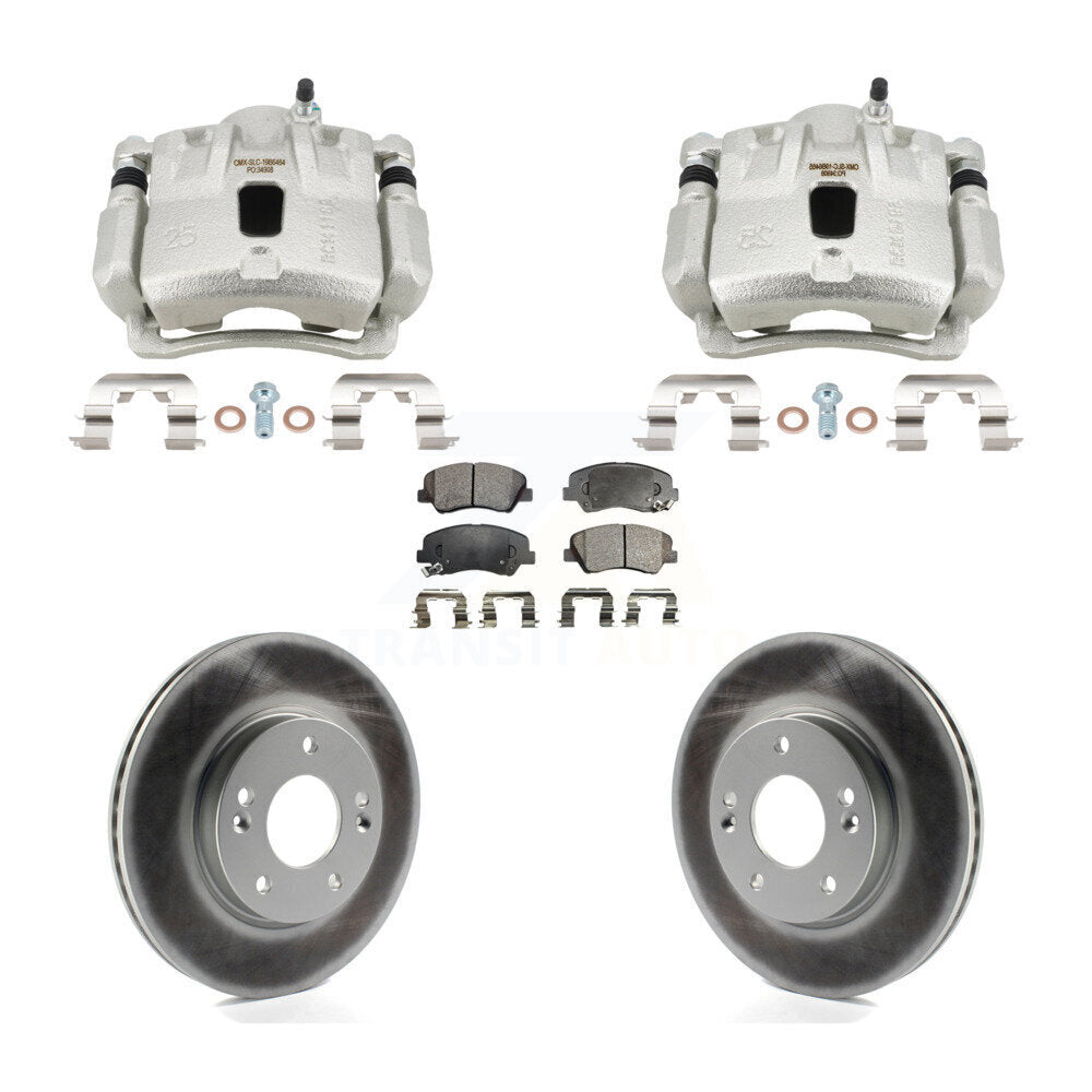 Front Disc Brake Caliper Coated Rotors And Ceramic Pads Kit For Hyundai Elantra Coupe KCG-101195T