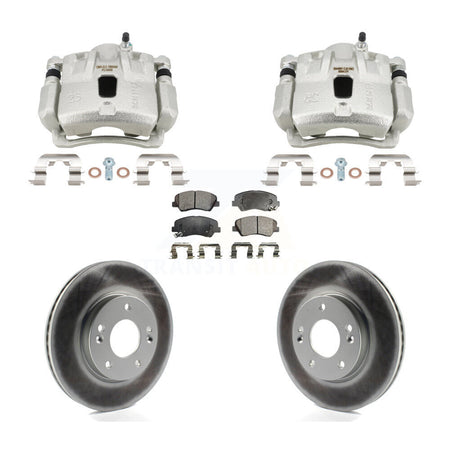 Front Disc Brake Caliper Coated Rotors And Ceramic Pads Kit For Hyundai Elantra Coupe KCG-101195T