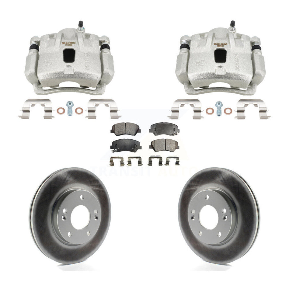 Front Disc Brake Caliper Coated Rotors And Ceramic Pads Kit For Hyundai Elantra Coupe KCG-101195T