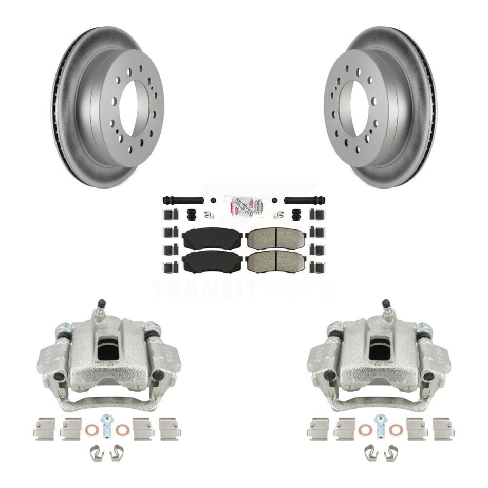 Rear Disc Brake Caliper Coated Rotors And Semi-Metallic Pads Kit For Toyota Sequoia Lexus GX470 KCG-101196N