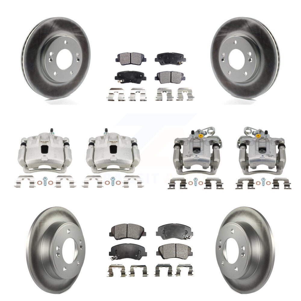 Front Rear Brake Caliper Coat Rotor And Ceramic Pad Kit (10Pc) For Hyundai Elantra Coupe KCG-101196T