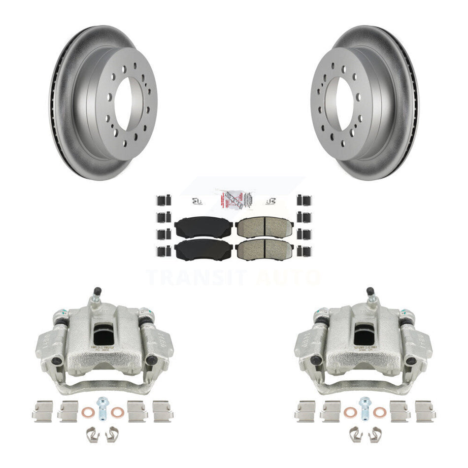Rear Disc Brake Caliper Coated Rotors And Semi-Metallic Pads Kit For Toyota Sequoia Lexus GX470 KCG-101197N
