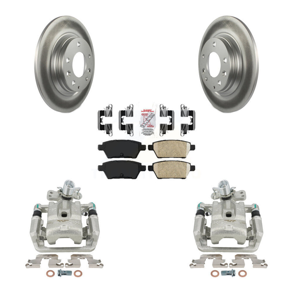 Rear Disc Brake Caliper Coated Rotors And Ceramic Pads Kit For Ford Fusion Mazda 6 Lincoln MKZ Mercury Milan Zephyr KCG-101228N