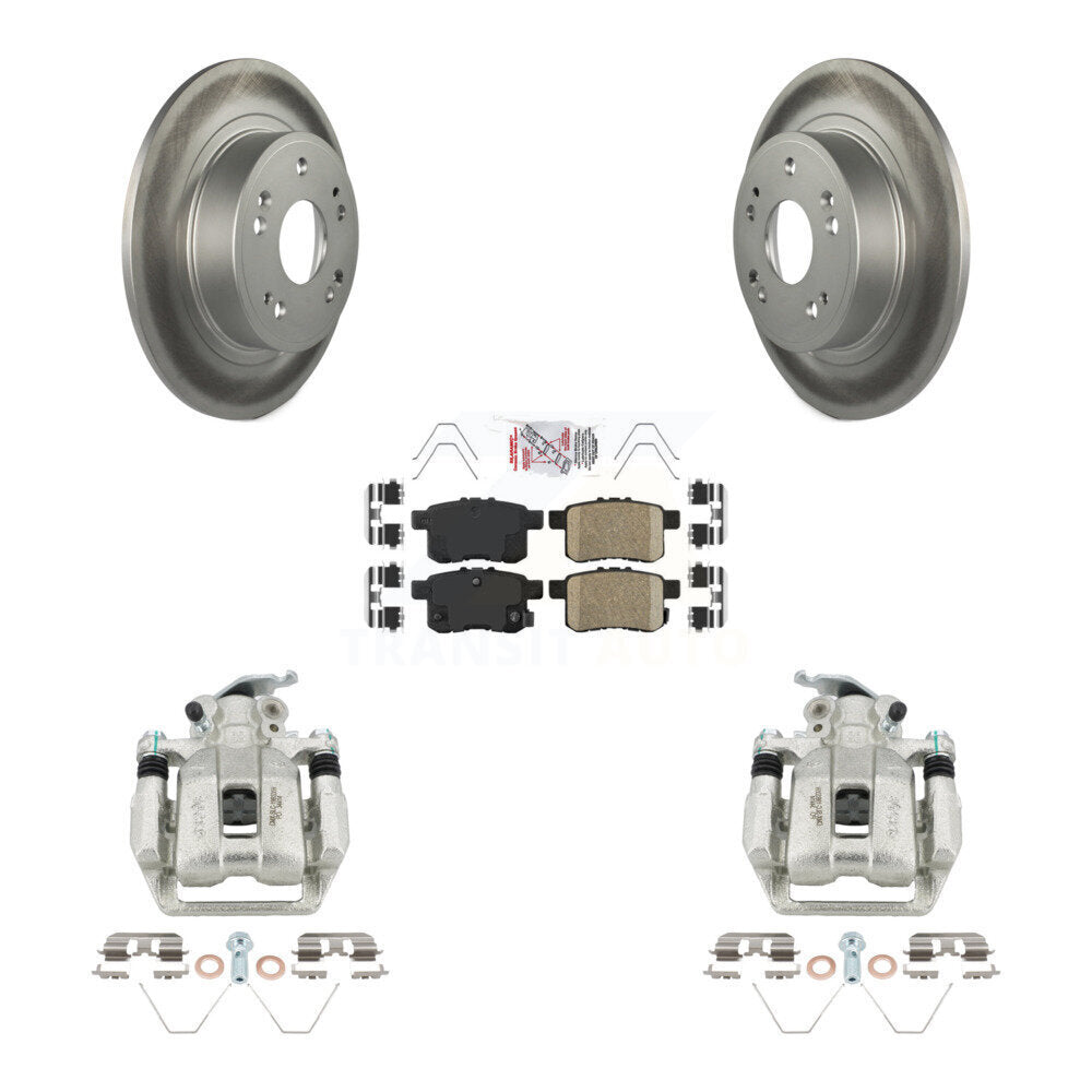 Rear Disc Brake Caliper Coated Rotors And Ceramic Pads Kit For Honda Accord Acura TSX KCG-101229N