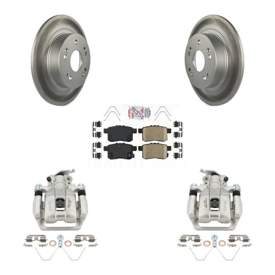 Rear Disc Brake Caliper Coated Rotors And Ceramic Pads Kit For Honda Accord Acura TSX KCG-101229N