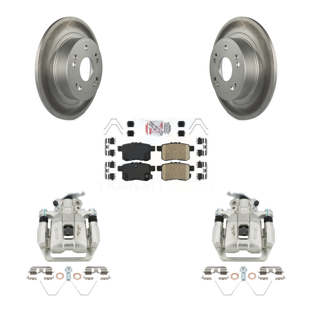 Rear Disc Brake Caliper Coated Rotors And Ceramic Pads Kit For Honda Accord Acura TSX KCG-101230N