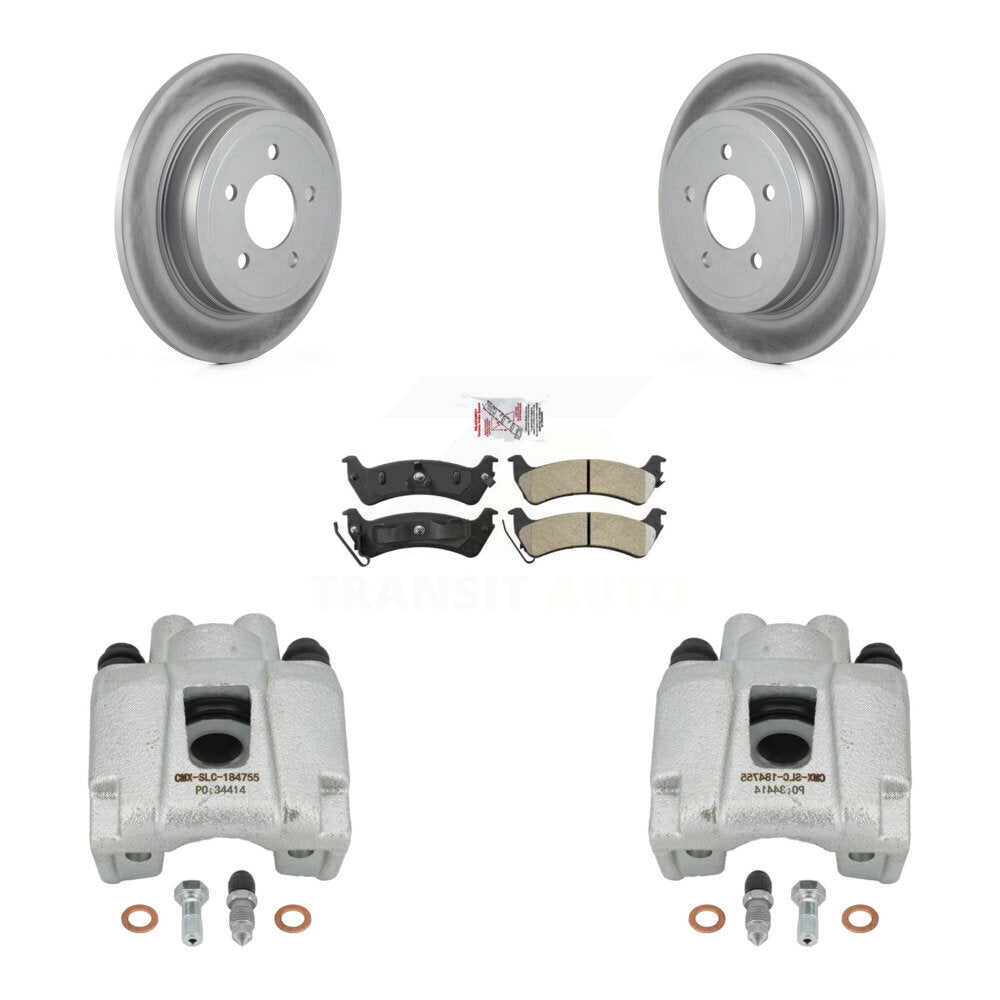 Rear Disc Brake Caliper Coated Rotors And Semi-Metallic Pads Kit For Ford Explorer Sport Trac KCG-101236N by Transit Auto