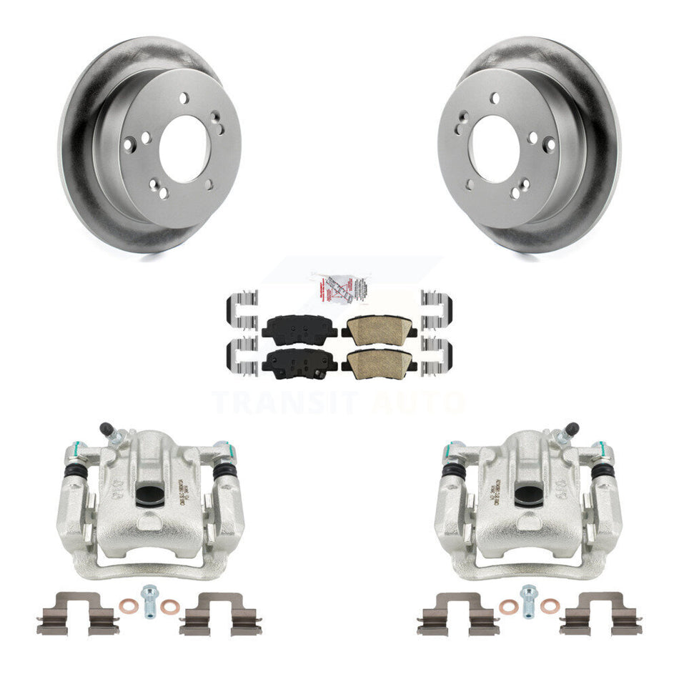 Rear Disc Brake Caliper Coated Rotors And Ceramic Pads Kit For 2009-2010 Hyundai Sonata 2.4L KCG-101241N