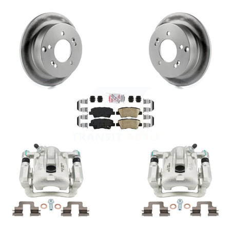 Rear Disc Brake Caliper Coated Rotors And Ceramic Pads Kit For 2009-2010 Hyundai Sonata 2.4L KCG-101242N by Transit Auto