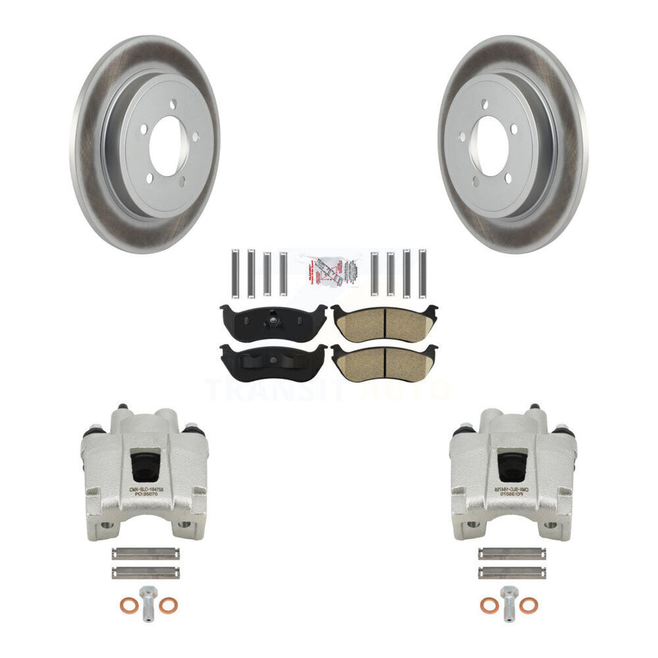 Rear Disc Brake Caliper Coated Rotors And Ceramic Pads Kit For Ford Explorer Mercury Mountaineer KCG-101247N