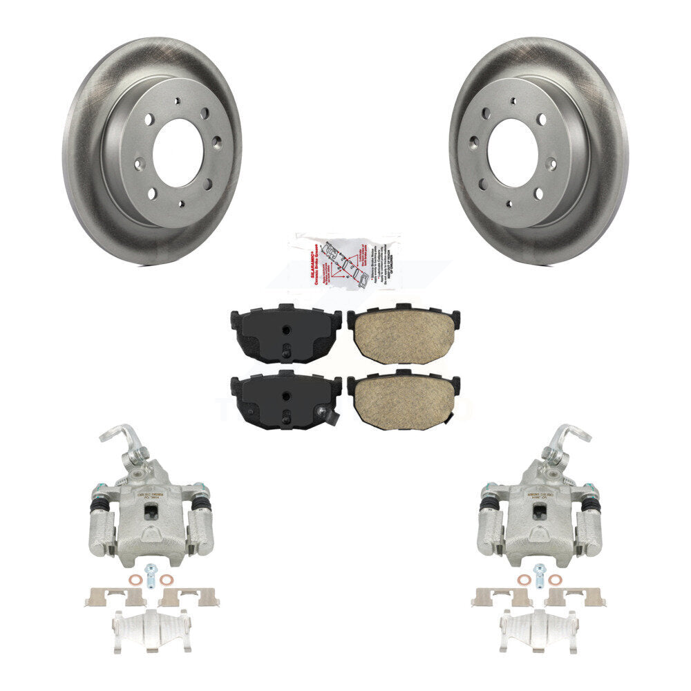 Rear Disc Brake Caliper Coated Rotors And Ceramic Pads Kit For Kia Spectra Spectra5 KCG-101251N by Transit Auto