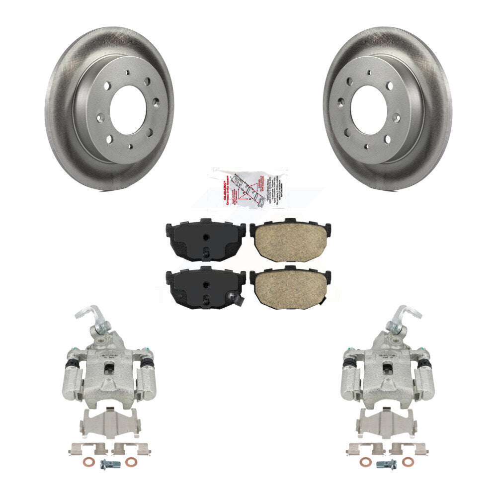 Rear Disc Brake Caliper Coated Rotors And Ceramic Pads Kit For Kia Spectra Spectra5 KCG-101253N by Transit Auto