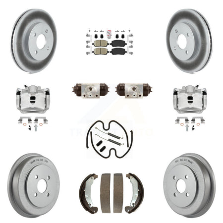 Front Rear Brake Caliper Coat Rotor Drum Ceramic Pad Shoe Cylinder Kit (11Pc) For Saturn KCG-101258N