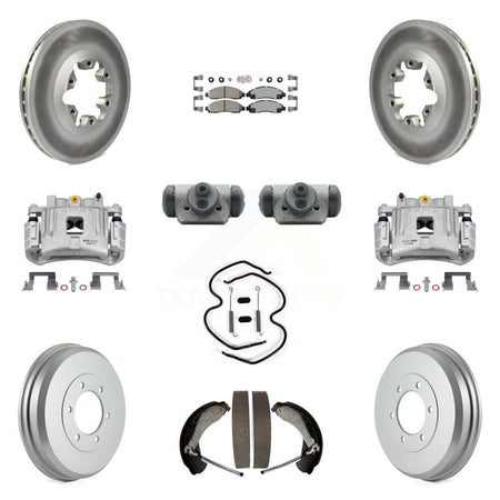 Front Rear Brake Caliper Coated Rotor Drum Ceramic Pad Shoes Cylinder Kit (11Pc) For GMC KCG-101270N