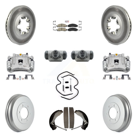Front Rear Brake Caliper Coated Rotor Drum Ceramic Pad Shoes Cylinder Kit (11Pc) For GMC KCG-101271N