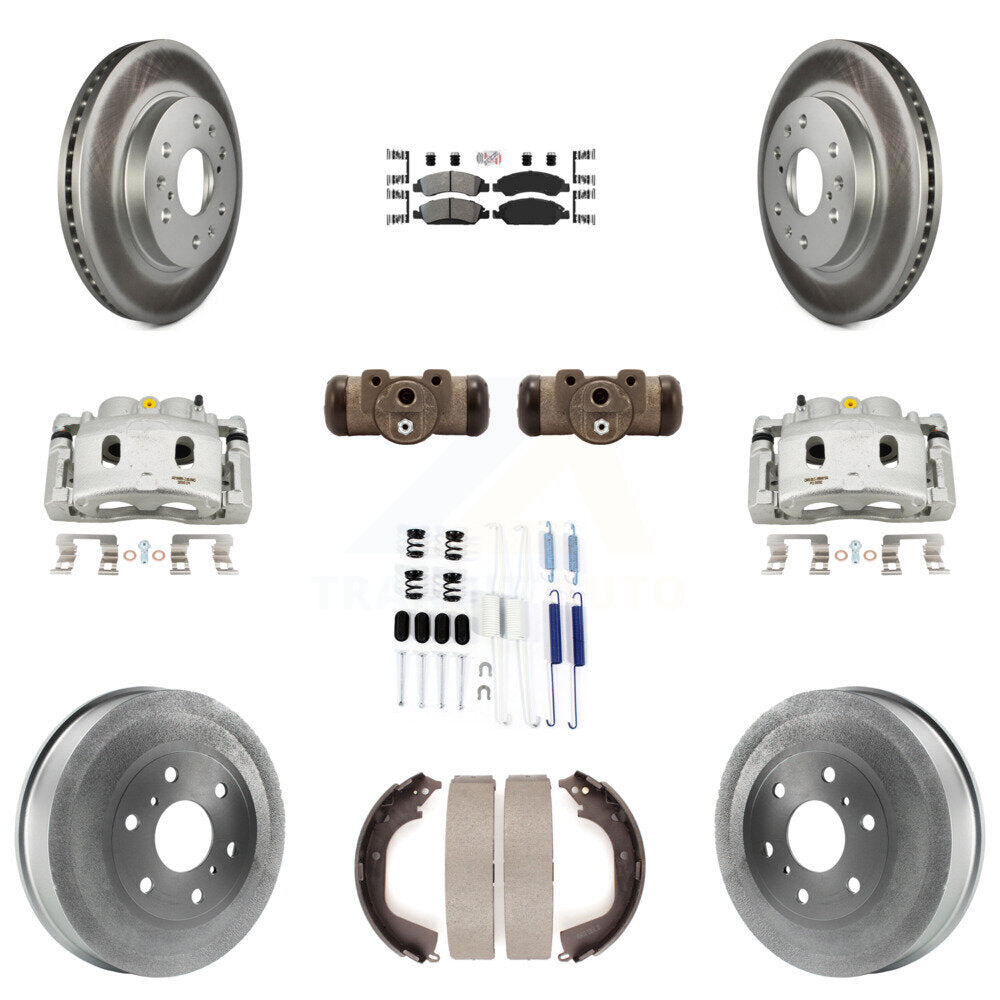 Front Rear Brake Caliper Coat Rotor Drum Semi-Metallic Pad Shoes Cylinder Kit (11Pc) For KCG-101298N