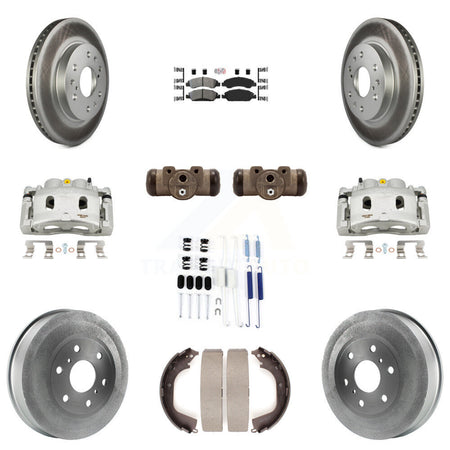 Front Rear Brake Caliper Coat Rotor Drum Semi-Metallic Pad Shoes Cylinder Kit (11Pc) For KCG-101298N