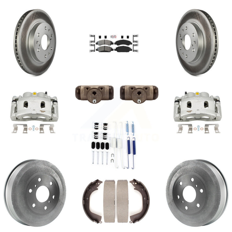 Front Rear Brake Caliper Coat Rotor Drum Semi-Metallic Pad Shoes Cylinder Kit (11Pc) For KCG-101299N