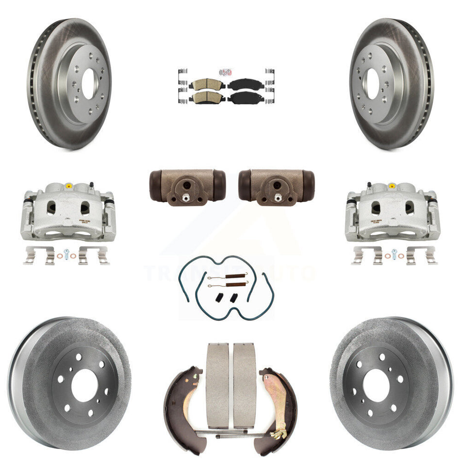 Front Rear Brake Caliper Coated Rotor Drum Ceramic Pad Shoe Cylinder Kit (11Pc) For 1500 KCG-101302N