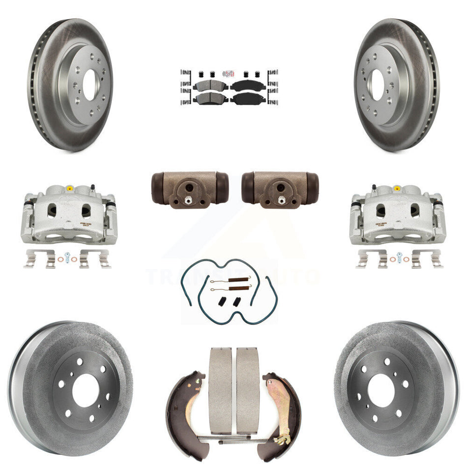 Front Rear Brake Caliper Coat Rotor Drum Semi-Metallic Pad Shoes Cylinder Kit (11Pc) For KCG-101304N