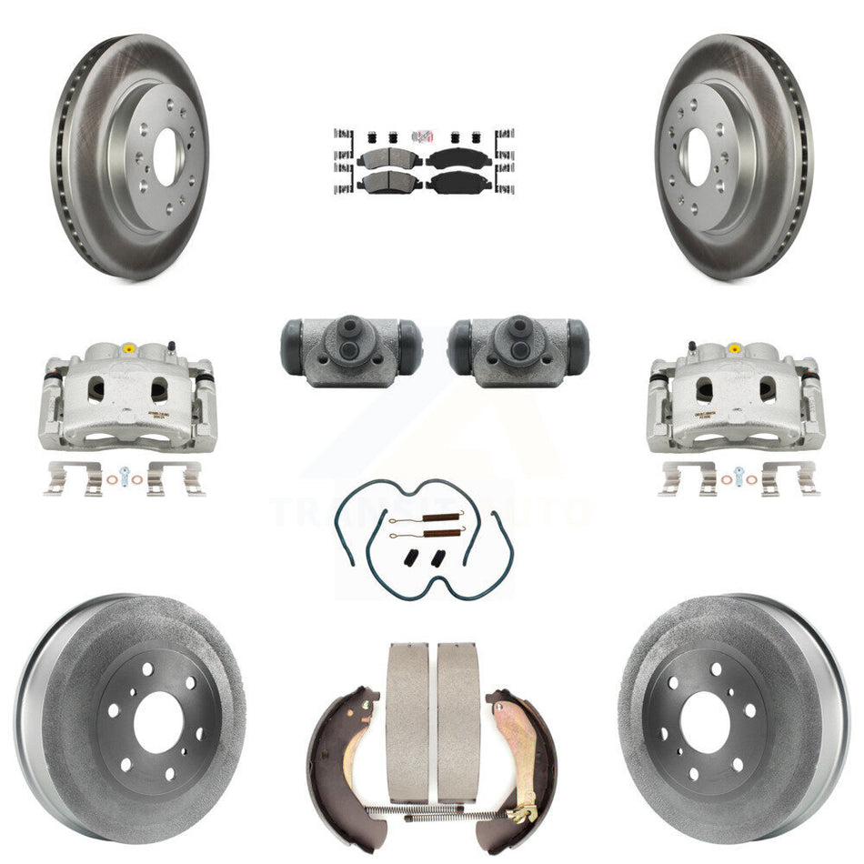 Front Rear Brake Caliper Coat Rotor Drum Semi-Metallic Pad Shoes Cylinder Kit (11Pc) For KCG-101305N