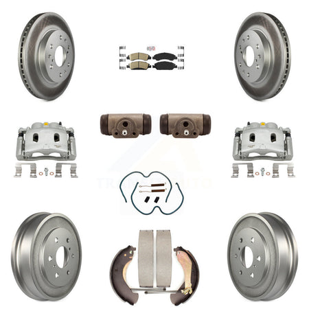 Front Rear Brake Caliper Coated Rotor Drum Ceramic Pad Shoe Cylinder Kit (11Pc) For 1500 KCG-101318N