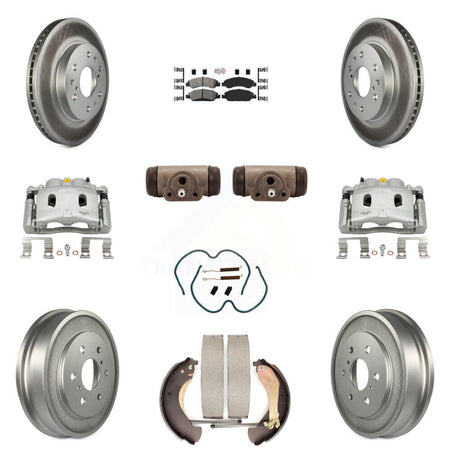 Front Rear Brake Caliper Coat Rotor Drum Semi-Metallic Pad Shoes Cylinder Kit (11Pc) For KCG-101320N