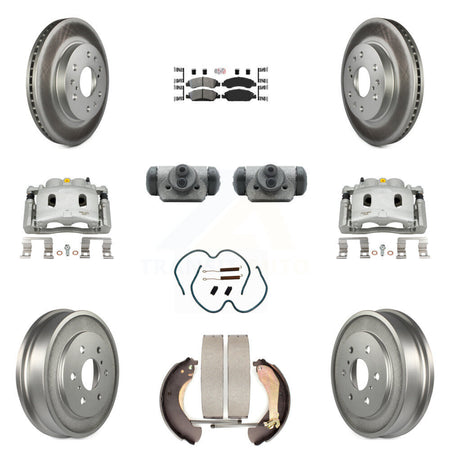 Front Rear Brake Caliper Coat Rotor Drum Semi-Metallic Pad Shoes Cylinder Kit (11Pc) For KCG-101321N