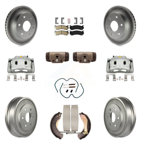 Front Rear Disc Brake Caliper Coated Rotor Drum Ceramic Pad Shoe Cylinder Kit (11Pc) For KCG-101326N